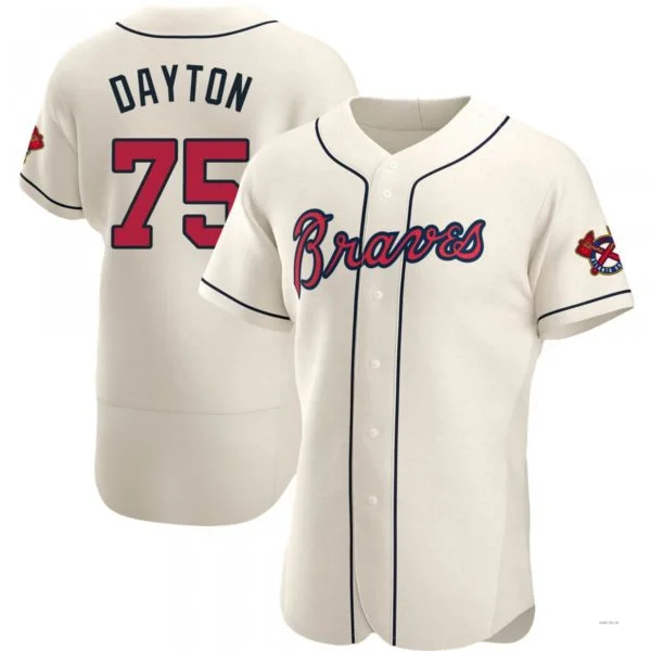 Atlanta Braves #75 Grant Dayton Cream Alternate Jersey Stitches Baseball Jerseys