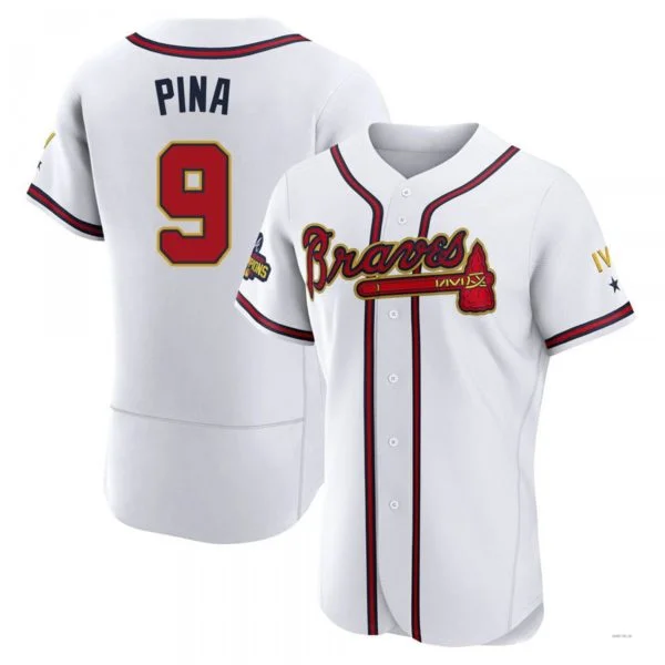 Atlanta Braves #9 Manny Pina Gold White 2022 Program Jersey Stitches Baseball Jerseys