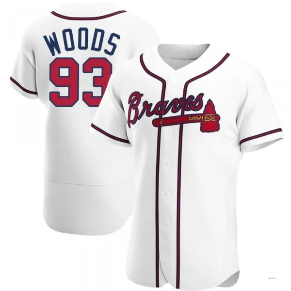 Atlanta Braves #93 William Woods White Home Jersey Stitches Baseball Jerseys