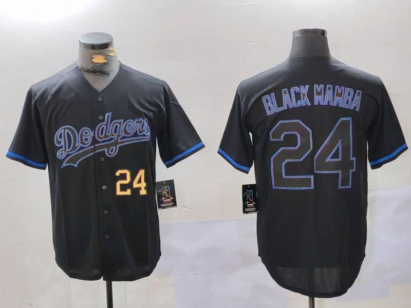 Los Angeles Dodgers #24 Kobe Bryant Black Mamba Lights Out Black Fashion Stitched Cool Base Baseball Jerseys