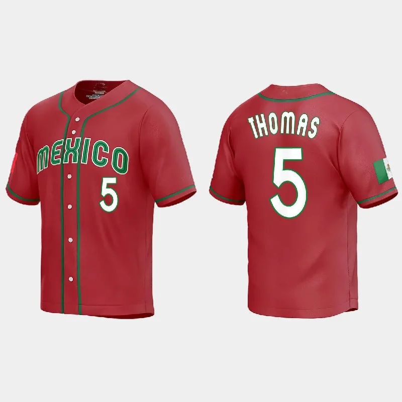 #5 ALEK THOMAS MEXICO BASEBALL 2023 WORLD BASEBALL CLASSIC REPLICA JERSEY ¨C RED Stitches Baseball Jerseys