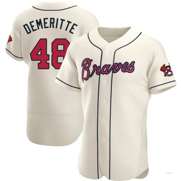 Atlanta Braves #48 Travis Demeritte Cream Alternate Jersey Stitches Baseball Jerseys