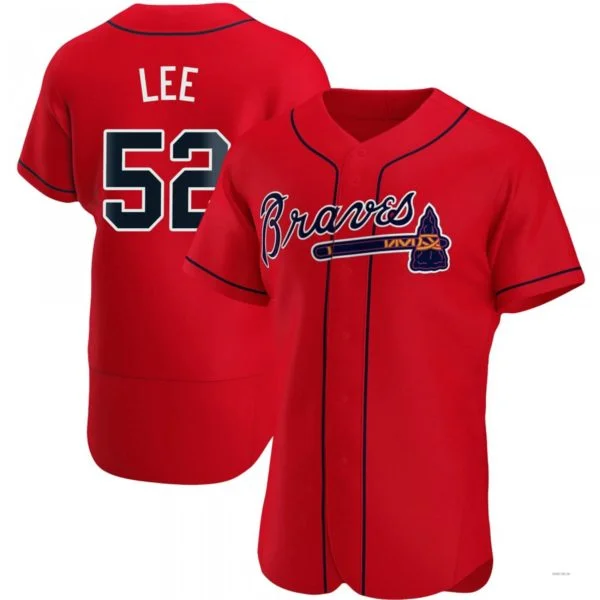 Atlanta Braves #52 Dylan Lee Red Alternate Jersey Stitches Baseball Jerseys