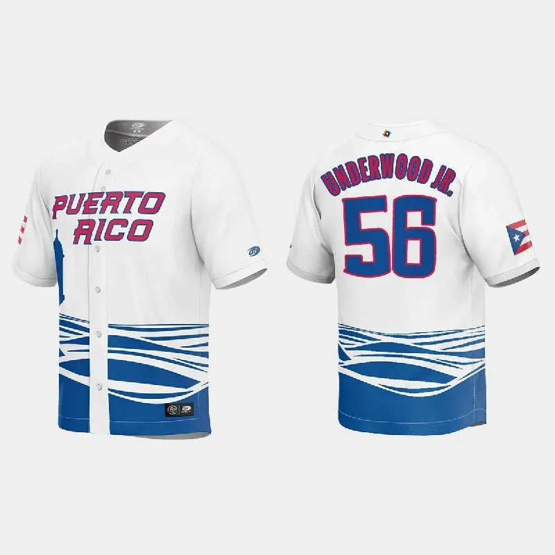 #56 DUANE UNDERWOOD JR. PUERTO RICO BASEBALL 2023 WORLD BASEBALL CLASSIC JERSEY ¨C WHITE Stitches Baseball Jerseys