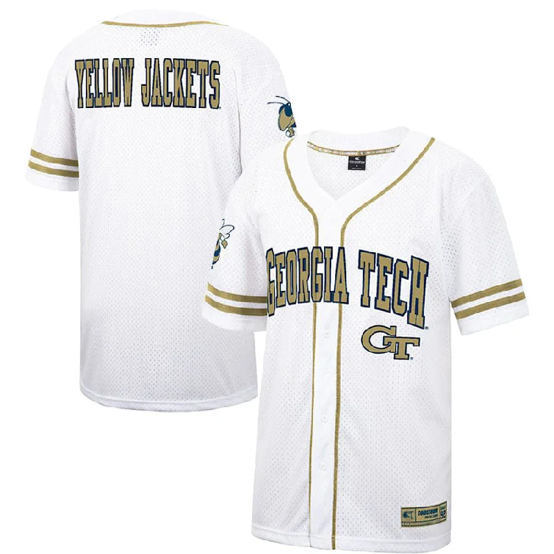 GATech Yellow Jackets Colosseum Free Spirited Baseball Jersey White Stitched American College Jerseys