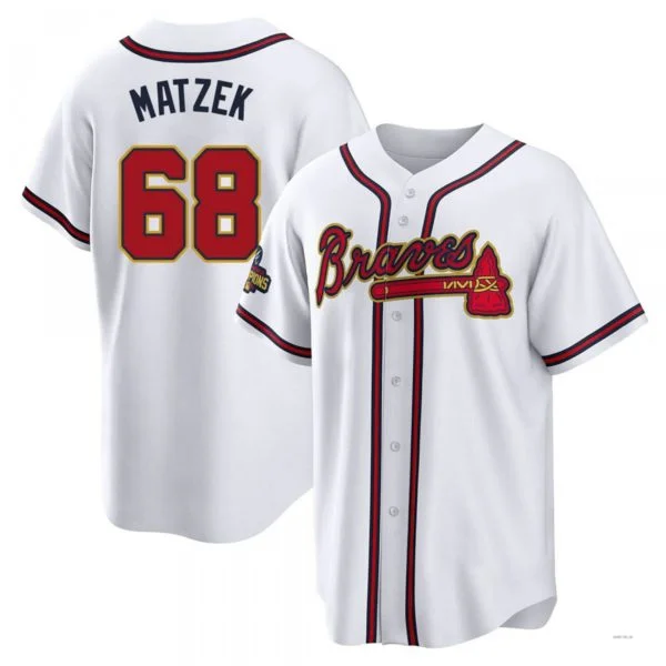 Atlanta Braves #68 Tyler Matzek Gold White 2022 Program Jersey Stitches Baseball Jerseys