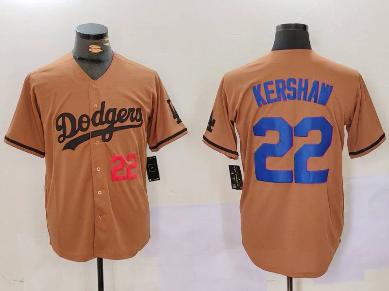 Los Angeles Dodgers #22 Clayton Kershaw Number Olive Cool Base Limited Stitched Baseball Jerseys