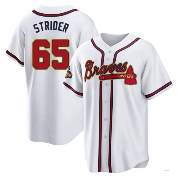 Atlanta Braves #65 Spencer Strider Gold White 2022 Program Jersey Stitches Baseball Jerseys