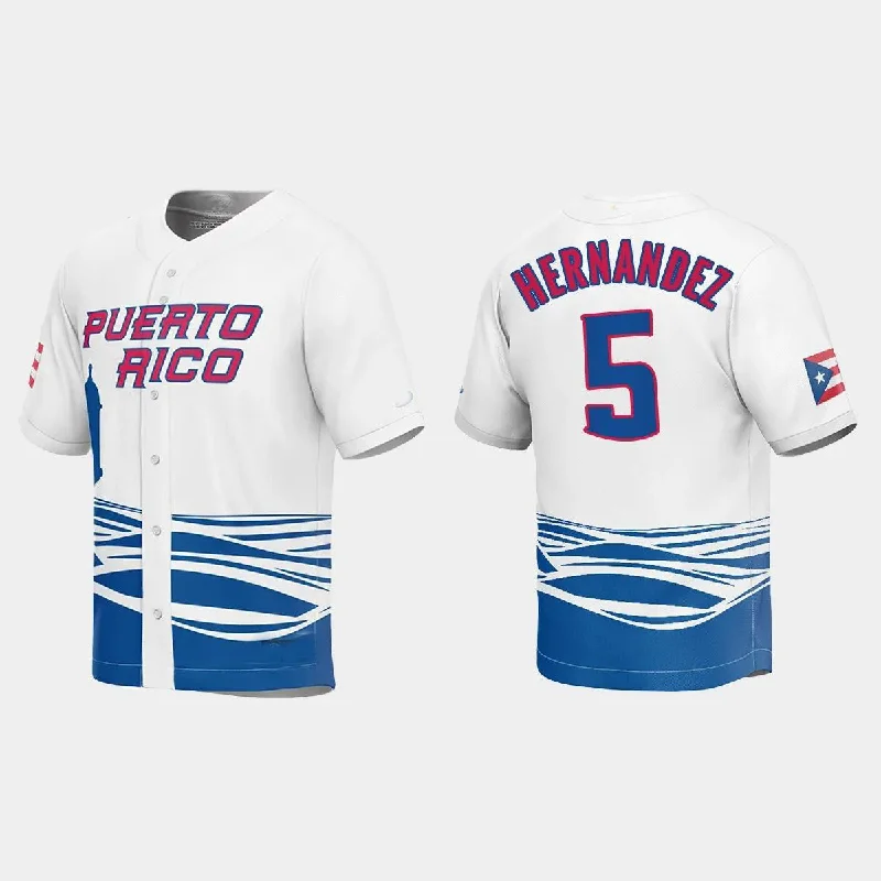 #5 ENRIQUE HERNANDEZ PUERTO RICO BASEBALL 2023 WORLD BASEBALL CLASSIC JERSEY ¨C WHITE Stitches Baseball Jerseys