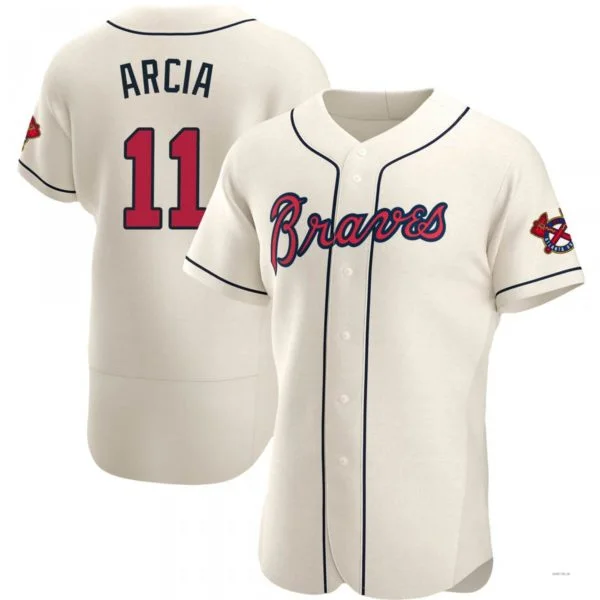 Atlanta Braves #11 Orlando Arcia Cream Alternate Jersey Stitches Baseball Jerseys