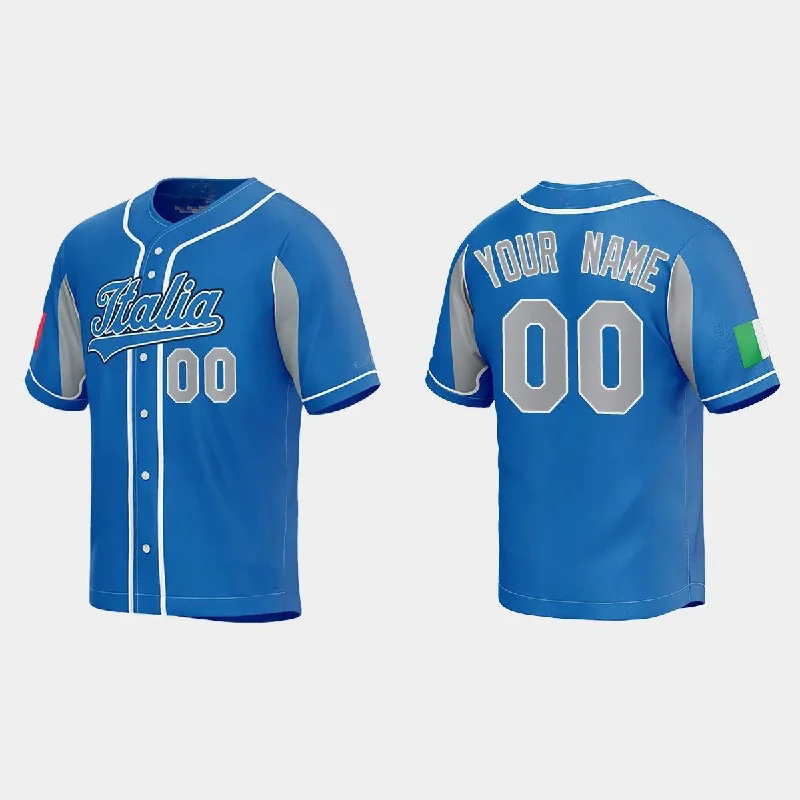 CUSTOM ITALY BASEBALL 2023 WORLD BASEBALL CLASSIC JERSEY ROYAL Stitches Baseball Jerseys