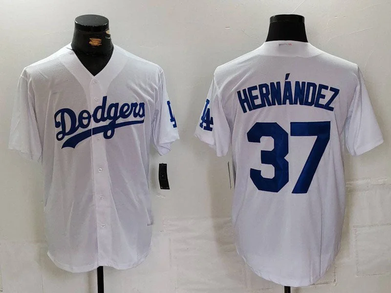 Los Angeles Dodgers #37 Teoscar Hernandez White Cool Base Stitched Baseball Jerseys