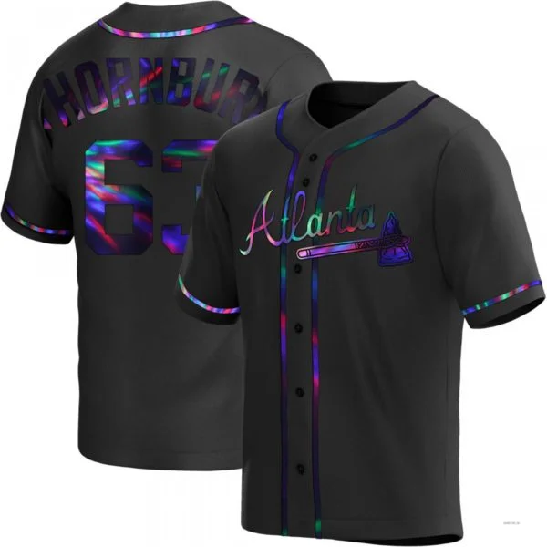 Atlanta Braves #63 Tyler Thornburg Black Holographic Alternate Jersey Stitches Baseball Jerseys