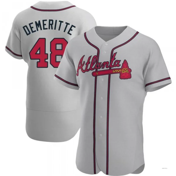 Atlanta Braves #48 Travis Demeritte Gray Road Jersey Stitches Baseball Jerseys