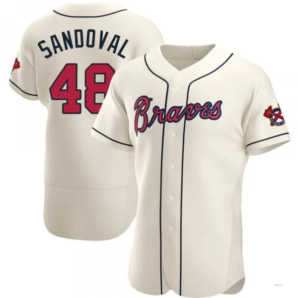 Atlanta Braves #48 Pablo Sandoval Cream Alternate Jersey Stitches Baseball Jerseys