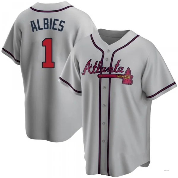 Atlanta Braves #1 Ozzie Albies Gray Road Jersey Stitches Baseball Jerseys