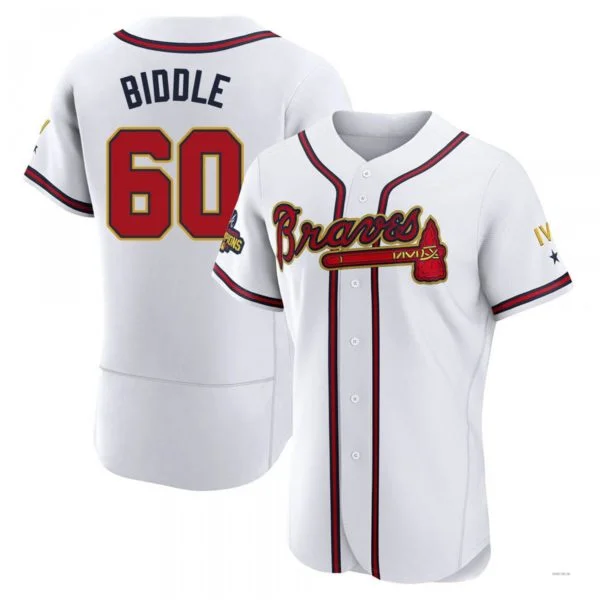 Atlanta Braves #60 Jesse Biddle Gold White 2022 Program Jersey Stitches Baseball Jerseys