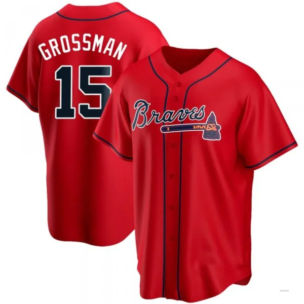 Atlanta Braves #15 Robbie Grossman Red Alternate Jersey Stitches Baseball Jerseys