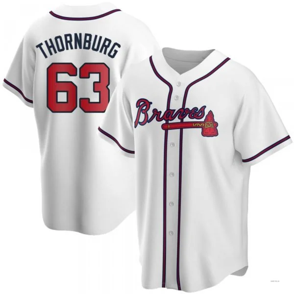 Atlanta Braves #63 Tyler Thornburg White Home Jersey Stitches Baseball Jerseys