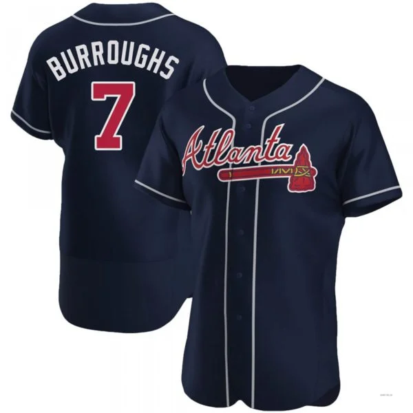 Atlanta Braves #7 Jeff Burroughs Navy Alternate Jersey Stitches Baseball Jerseys