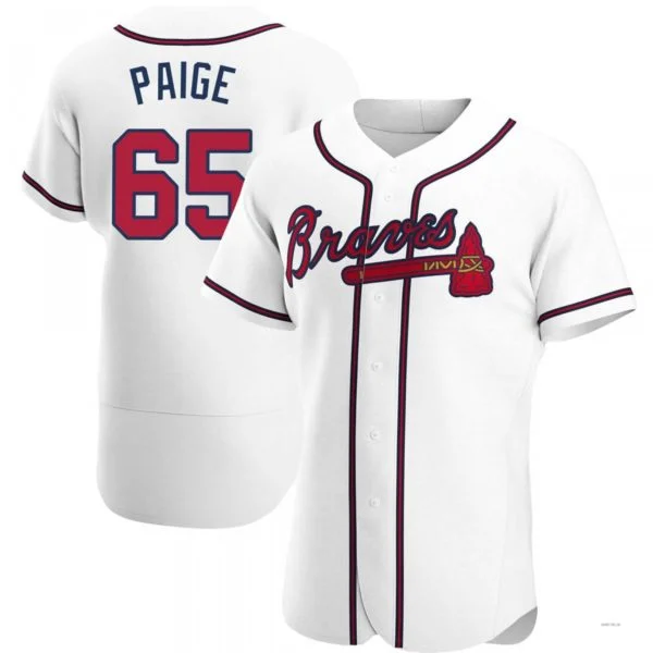 Atlanta Braves #65 Satchel Paige White Home Jersey Stitches Baseball Jerseys