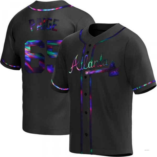 Atlanta Braves #65 Satchel Paige Black Holographic Alternate Jersey Stitches Baseball Jerseys