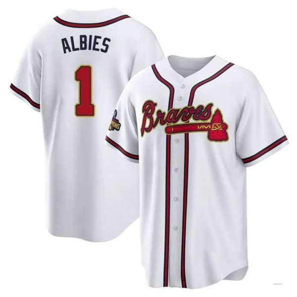 Atlanta Braves #1 Ozzie Albies Gold White 2022 Program Jersey Stitches Baseball Jerseys