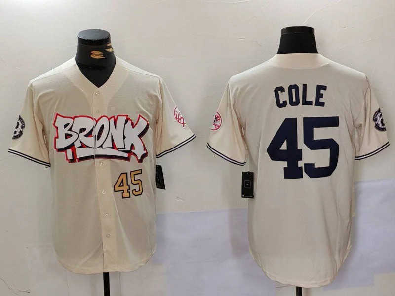 New York Yankees #45 Gerrit Cole Cream Limited Stitched Baseball Jersey