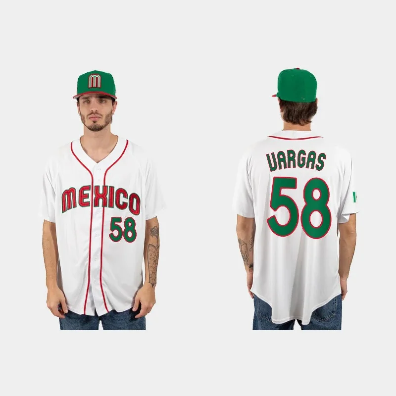 #58 CESAR VARGAS MEXICO BASEBALL 2023 WORLD BASEBALL CLASSIC JERSEY ¨C WHITE Stitches Baseball Jerseys