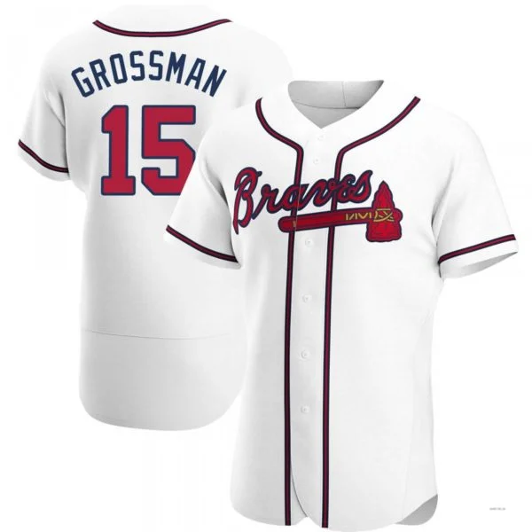 Atlanta Braves #15 Robbie Grossman White Home Jersey Stitches Baseball Jerseys