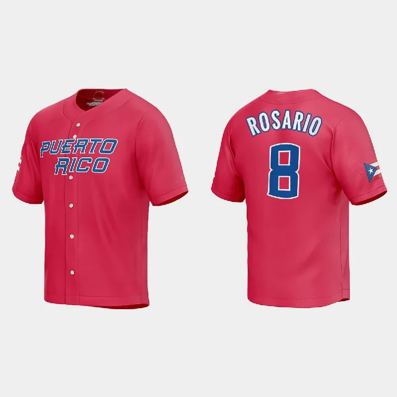 #8 EDDIE ROSARIO WORLD BASEBALL CLASSIC 2023 WORLD BASEBALL CLASSIC JERSEY ¨C RED Stitches Baseball Jerseys