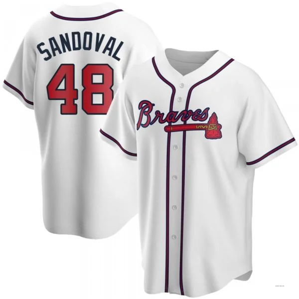 Atlanta Braves #48 Pablo Sandoval White Home Jersey Stitches Baseball Jerseys