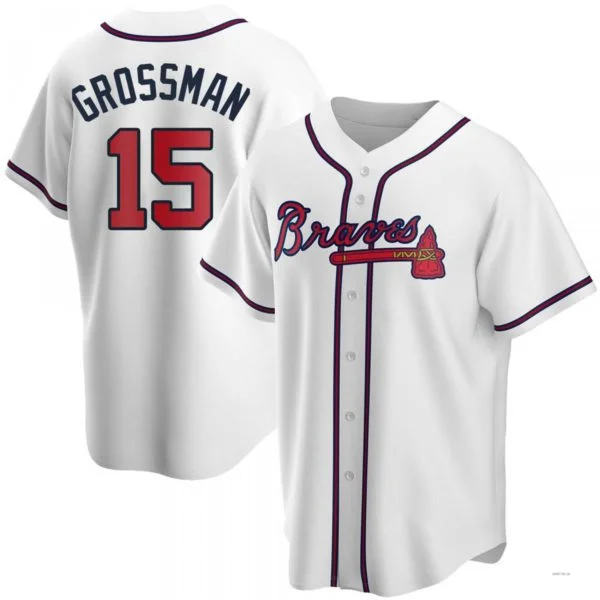 Atlanta Braves #15 Robbie Grossman White Home Jersey Stitches Baseball Jerseys