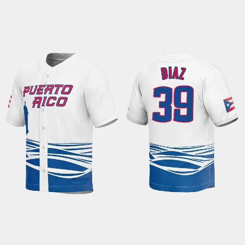 #39 EDWIN DIAZ PUERTO RICO BASEBALL 2023 WORLD BASEBALL CLASSIC JERSEY ¨C WHITE Stitches Baseball Jerseys