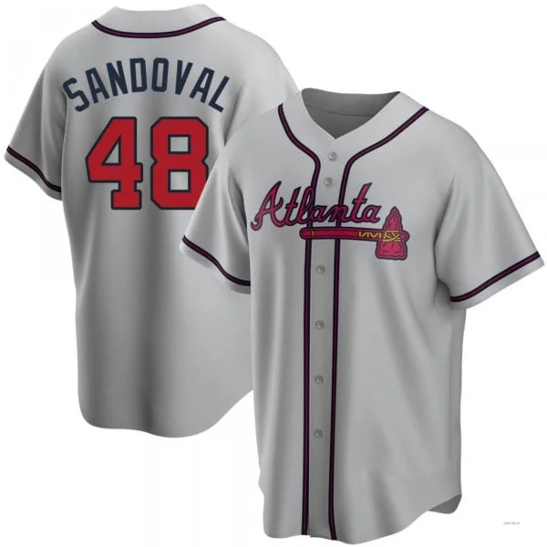 Atlanta Braves #48 Pablo Sandoval Gray Road Jersey Stitches Baseball Jerseys