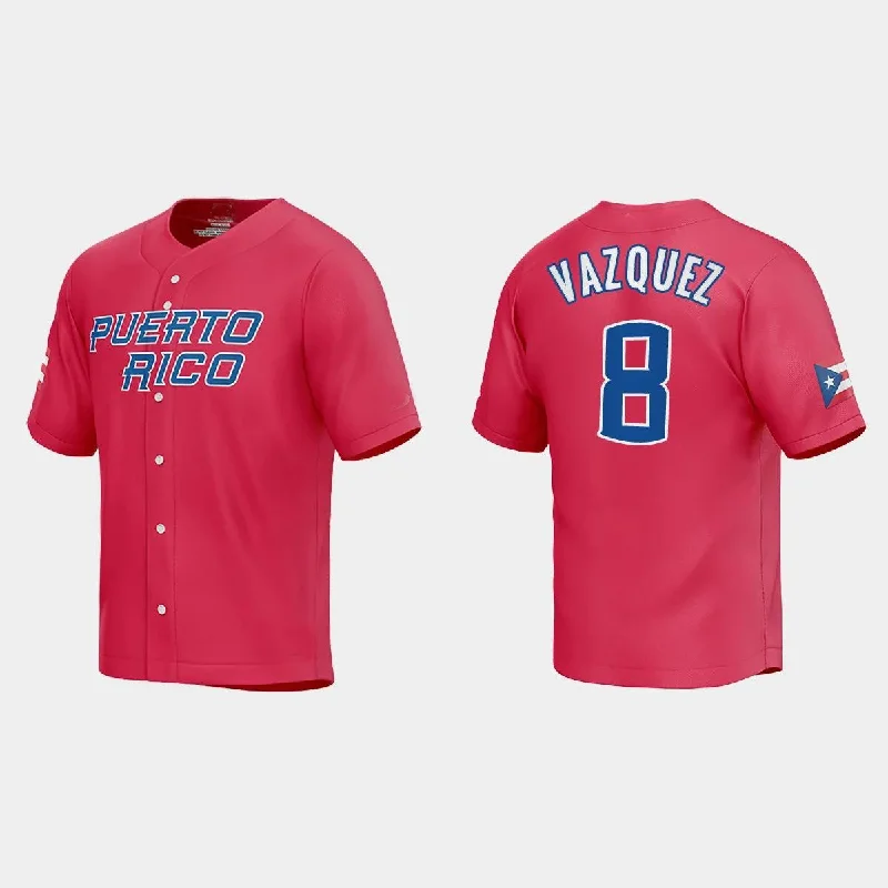 #8 CHRISTIAN VAZQUEZ WORLD BASEBALL CLASSIC 2023 WORLD BASEBALL CLASSIC JERSEY ¨C RED Stitches Baseball Jerseys