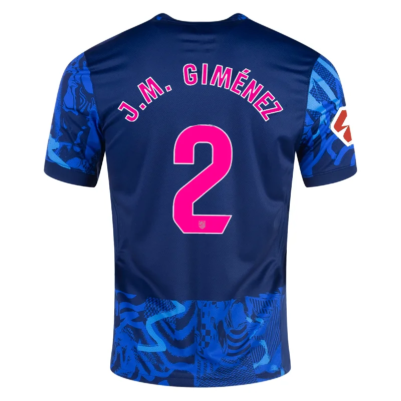 Nike Atletico Madrid José María Giménez Third Jersey w/ La Liga Patch 24/25 (Blue Void/Pink Glow)