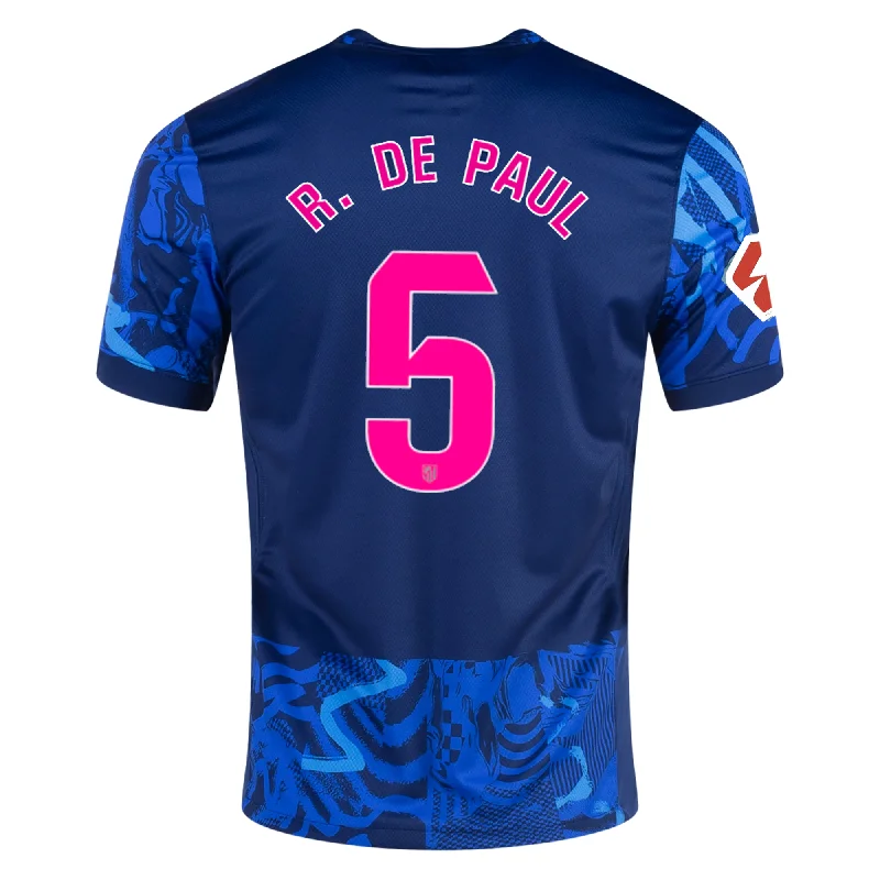 Nike Atletico Madrid Rodrigo De Paul Third Jersey w/ La Liga Patch 24/25 (Blue Void/Pink Glow)