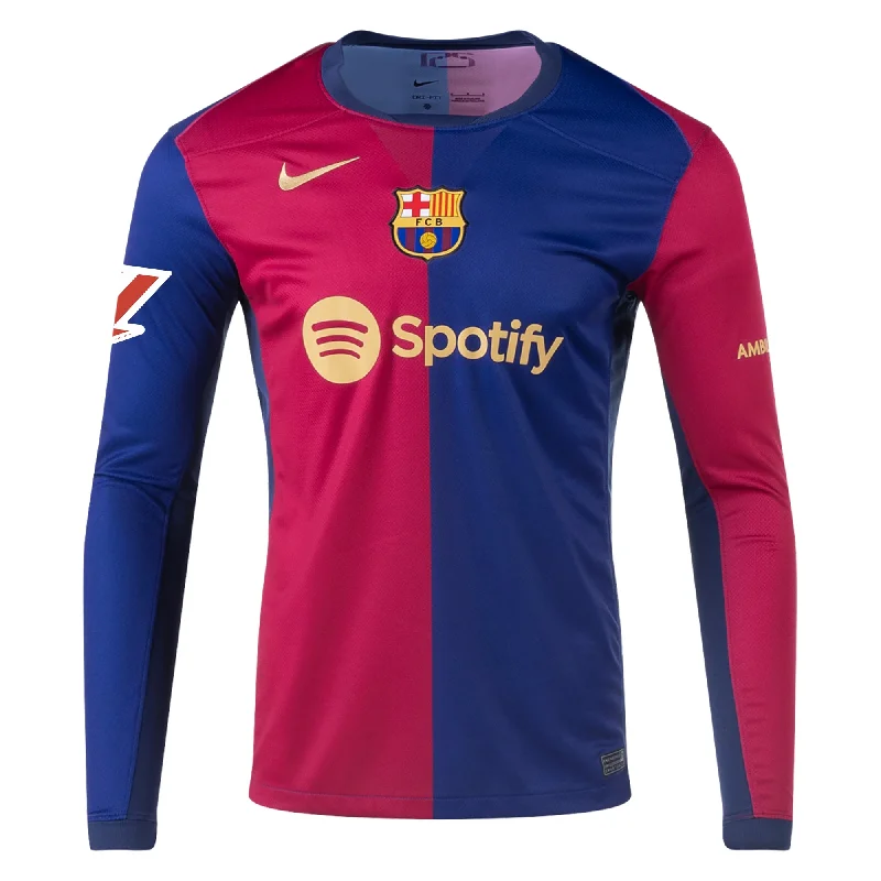 Nike Barcelona Home Long Sleeve Jersey w/ La Liga Patch 24/25 (Royal/Nobel Red/Club Gold)