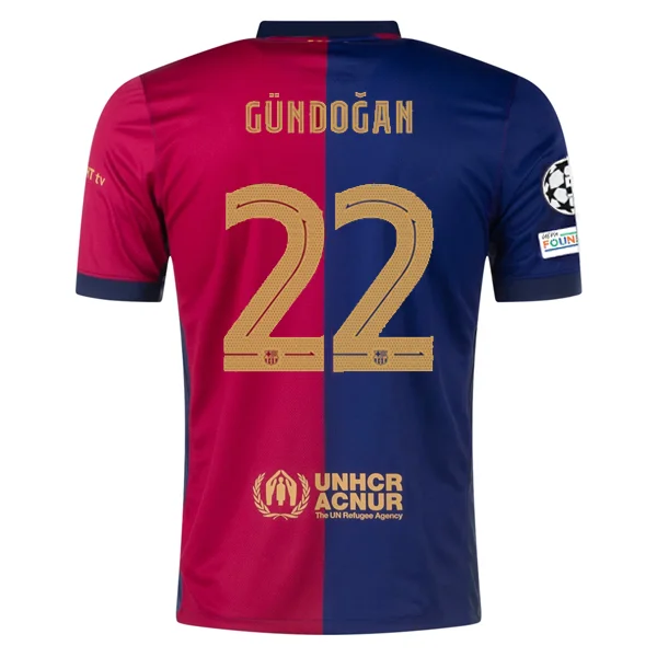 Nike Barcelona Ilkay Gundogan Home Jersey w/ Champions League Patches 24/25 (Deep Royal/Noble Red/Club Gold)