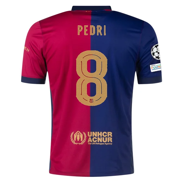 Nike Barcelona Pedri Home Jersey w/ Champions League Patches 24/25 (Deep Royal/Noble Red/Club Gold)