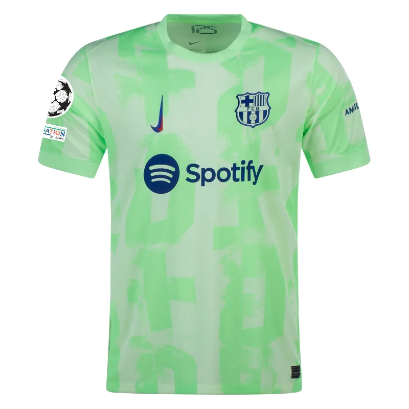 Nike Barcelona Third Jersey w/ Champions League Patches 24/25 (Barely Volt/Old Royal)