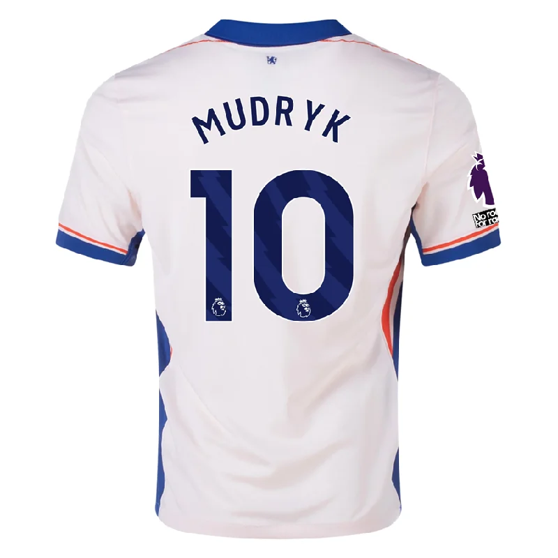 Nike Chelsea Mykhailo Mudryk Away Jersey w/ EPL + No Room For Racism Patches 24/25 (Guava Ice/Rush Blue)