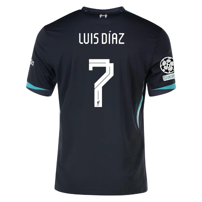 Nike Liverpool Luis Diaz Away Jersey w/ Champions League Patches 24/25 (Night Forest/Washed Teal)