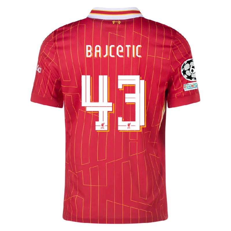 Nike Liverpool Stefan Bajčetić Home Jersey w/ Champions League Patches 24/25 (Gym Red/Chrome Yellow)