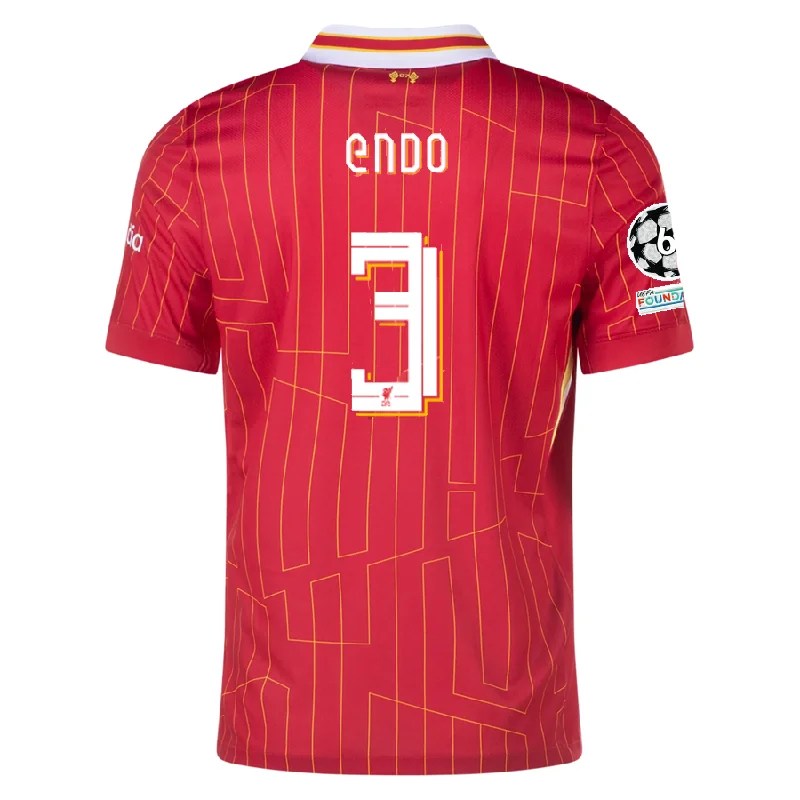 Nike Liverpool Wataru Endō Home Jersey w/ Champions League Patches 24/25 (Gym Red/Chrome Yellow)