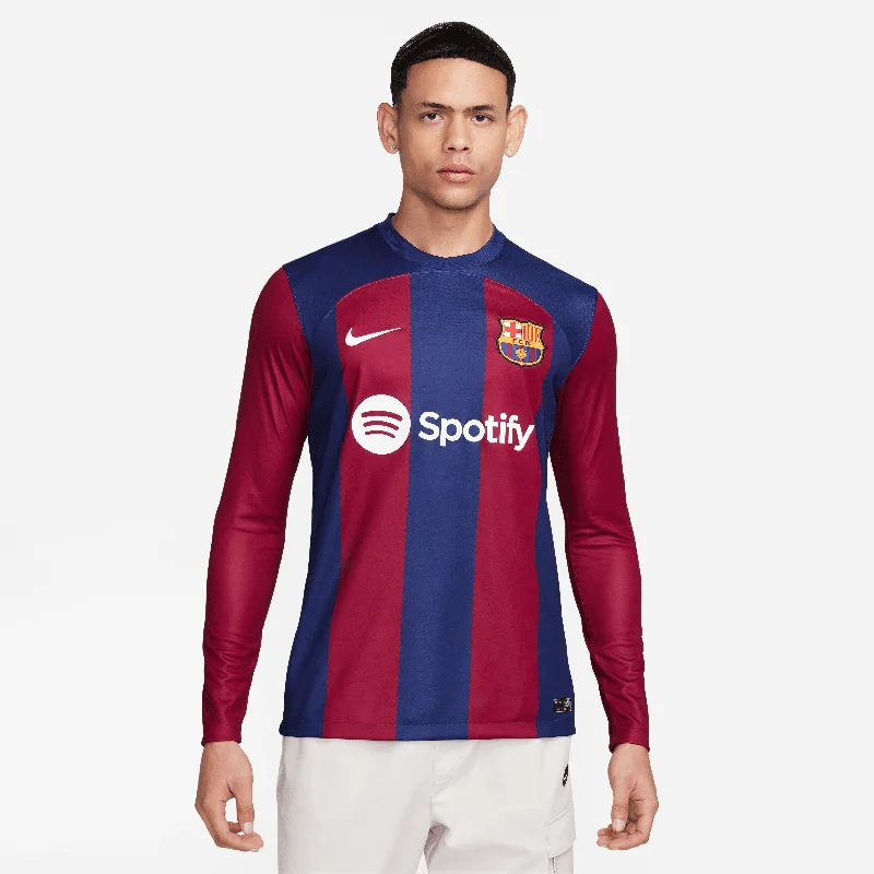 Nike Men's FC Barcelona Stadium Home Long Sleeve Dri-FIT Soccer Jersey 23/24