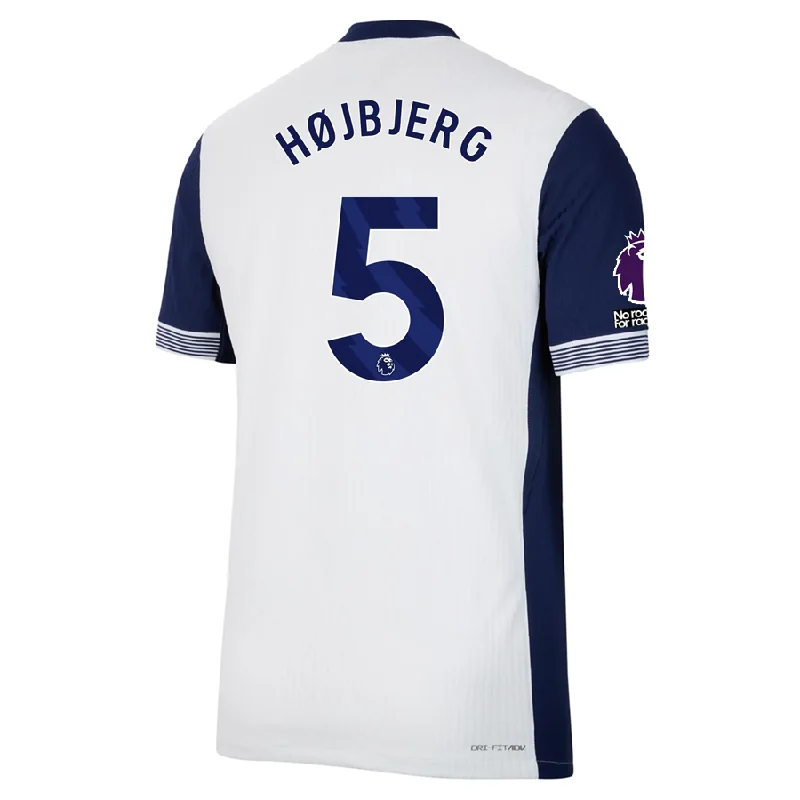 Nike Tottenham Authentic Pierre-Emile Højbjerg Home Jersey w/ EPL + No Room For Racism Patches 24/25 (White/Binary Blue)