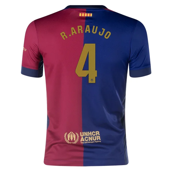 Nike Youth Barcelona Ronald Araujo Home Jersey 24/25 (Deep Royal/Club Gold)