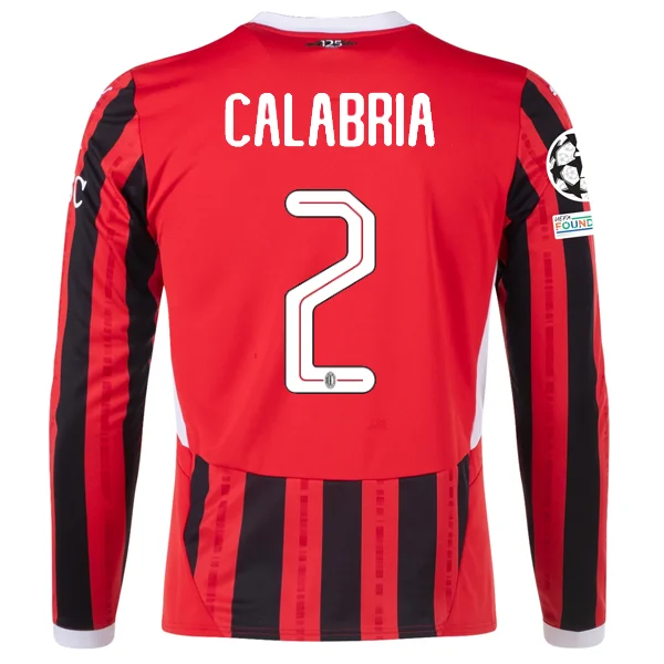 Puma AC Milan Davide Calabria Home Long Sleeve Jersey w/ Champions League Patches 24/25 (Red/Black)